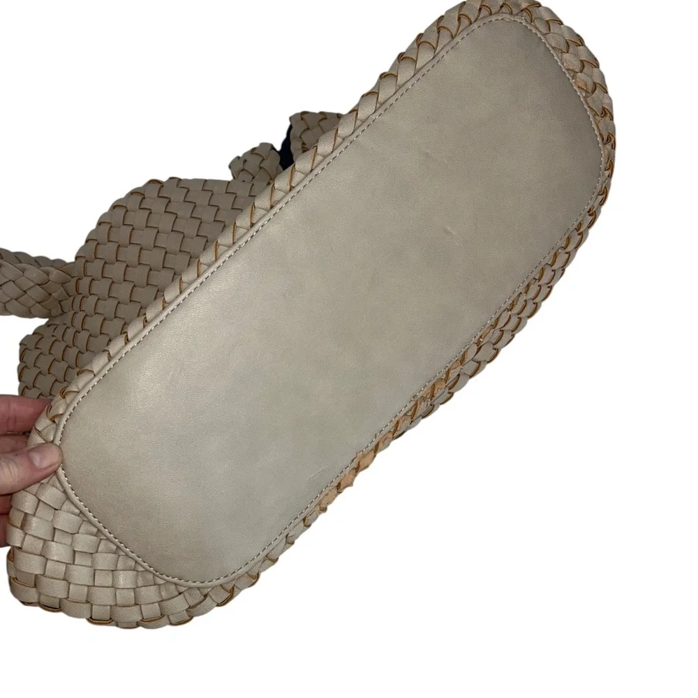 Blue bone khaki vegan leather all basket weave woven tote bag purse 40x12